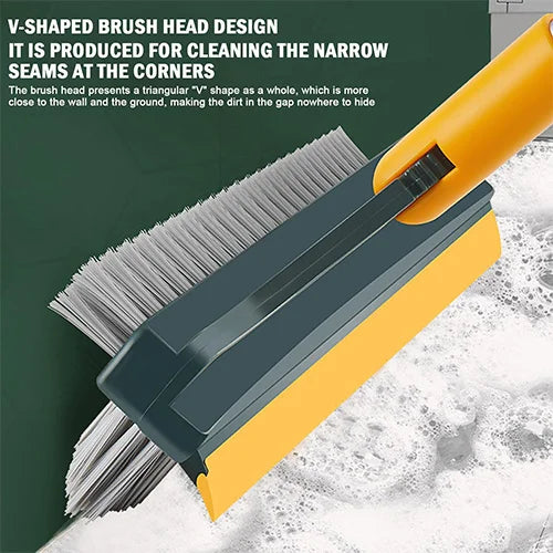 2 In 1 Long Handle Cleaning Brush Removable Wiper