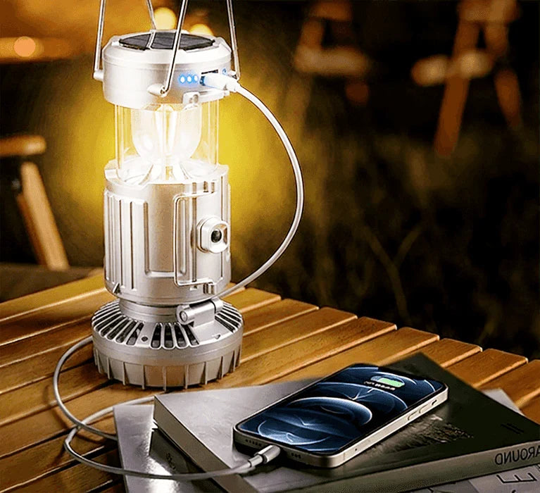 3 IN 1 PORTABLE SOLAR LATERN + FAN + POWER BANK