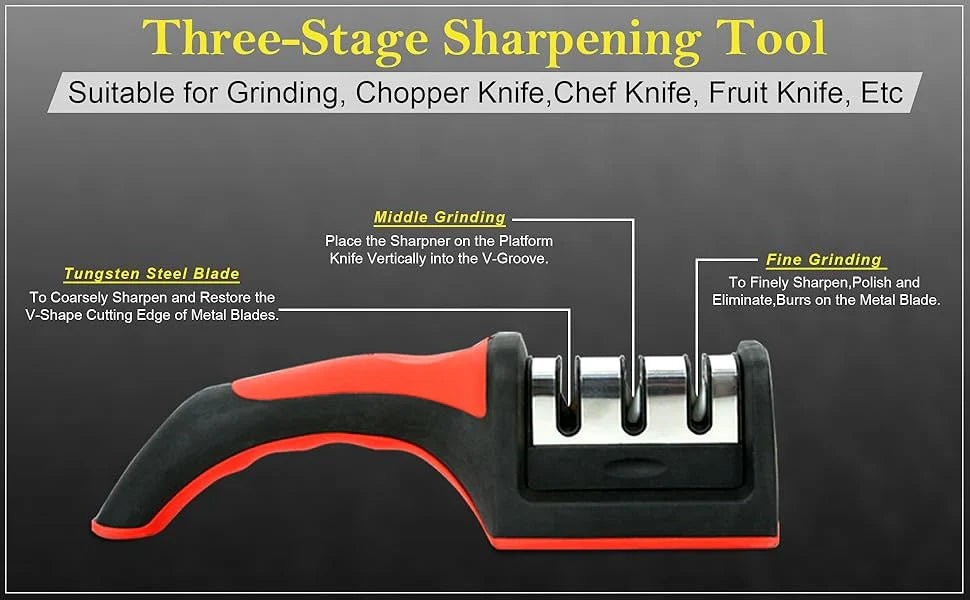 3-Stage Knife Sharpener – Repair, Sharpen & Polish