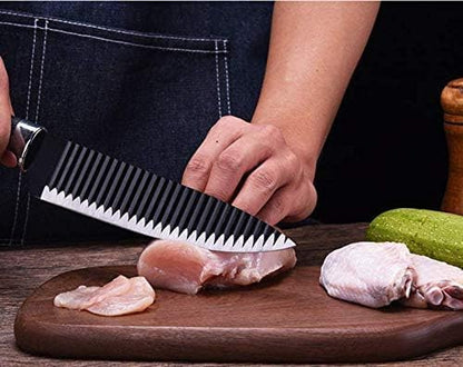 Imported Black Wavy 6-Piece Stainless Steel Knife Set – Stylish & Durable.
