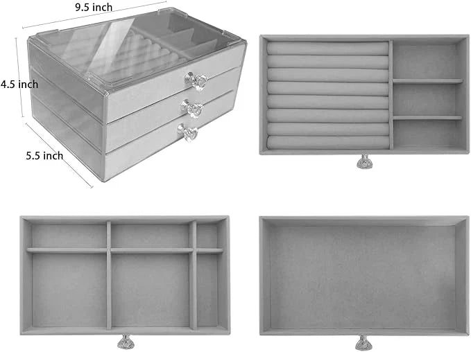 ACRYLIC VALVET JEWELLEY BOX