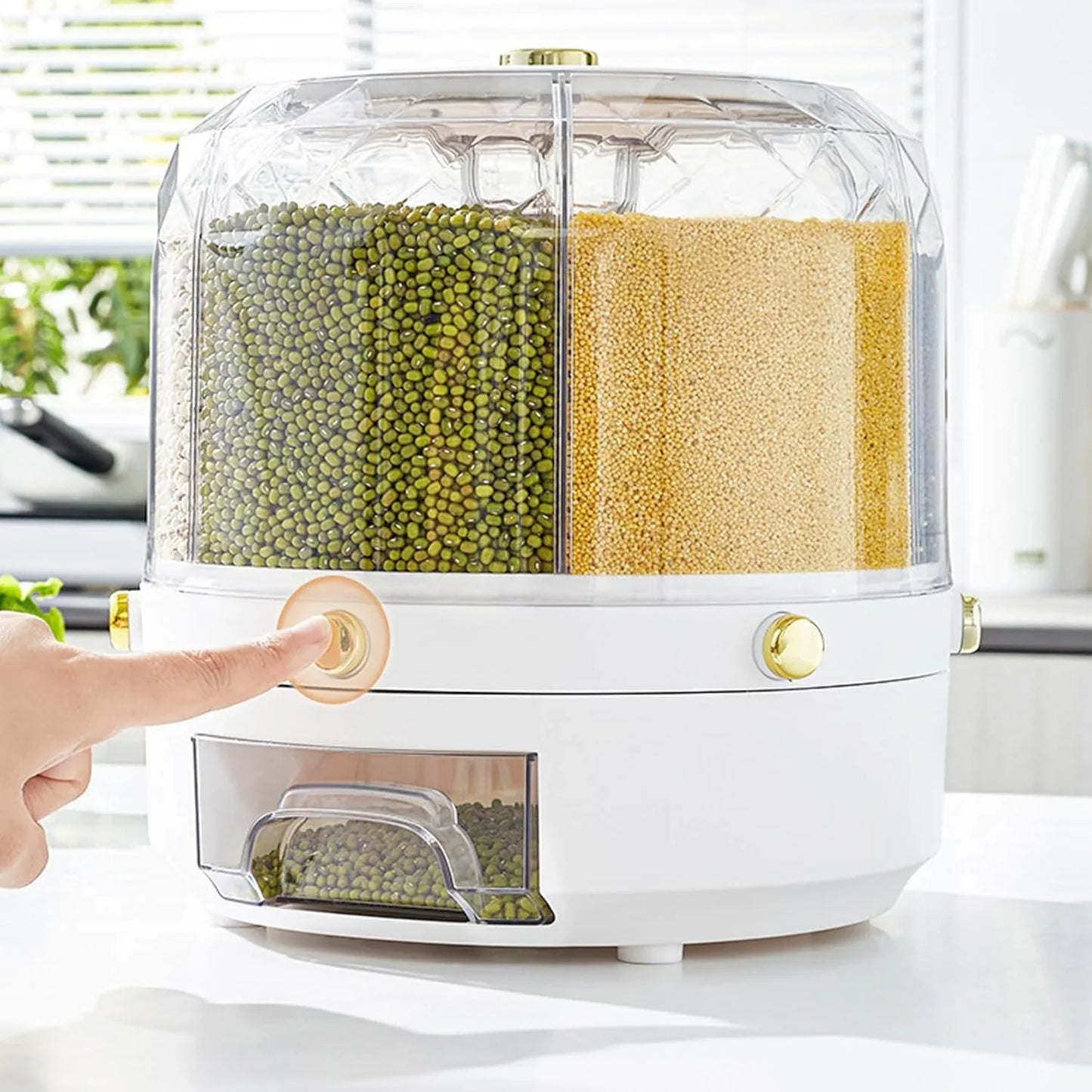 6 IN 1 260 ROTATING RICE AND FOOD STORAGE DISPENSER (5KG)