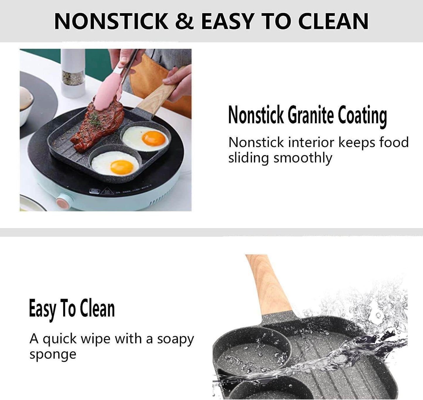 3-in-1 Nonstick Pan Divided Grill Frying Pan