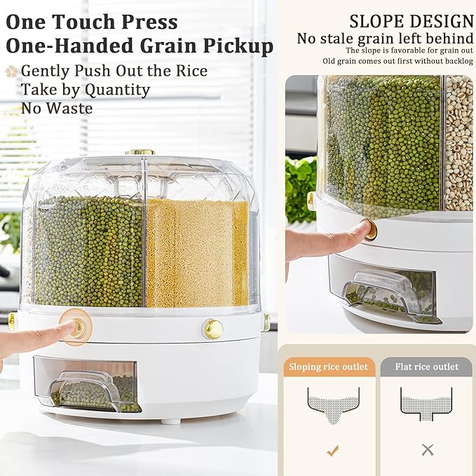 6 IN 1 260 ROTATING RICE AND FOOD STORAGE DISPENSER (5KG)