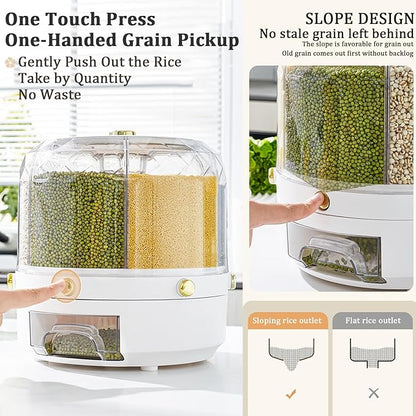 6 IN 1 260 ROTATING RICE AND FOOD STORAGE DISPENSER (5KG)