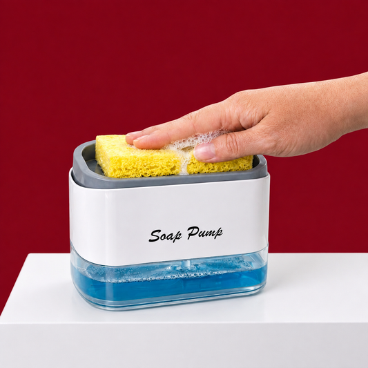 2-in-1 Soap Pump Dispenser with Sponge |  Dish Soap Liquid Holder