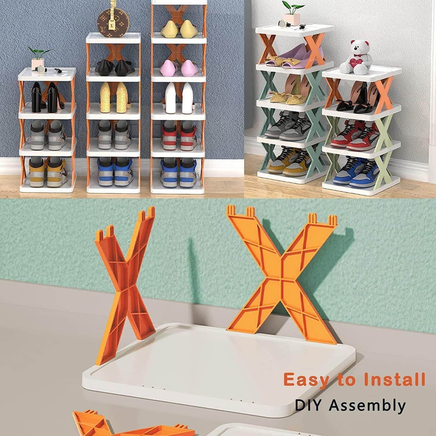 Adjustable Stackable Shoe Rack Organizer X Shape
