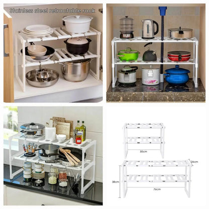 Stainless Steel Storage Organizer Adjustable Kitchen Rack Holder