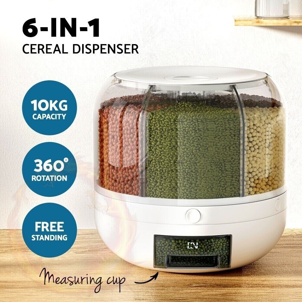 6 IN 1 260 ROTATING RICE AND FOOD STORAGE DISPENSER (5KG)