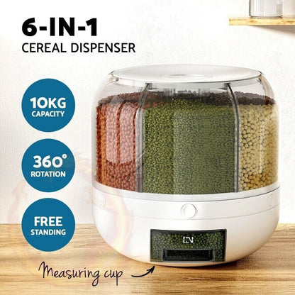 6 IN 1 260 ROTATING RICE AND FOOD STORAGE DISPENSER (5KG)