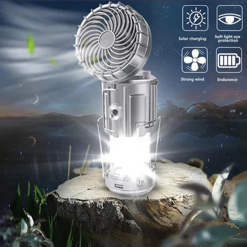 3 IN 1 PORTABLE SOLAR LATERN + FAN + POWER BANK
