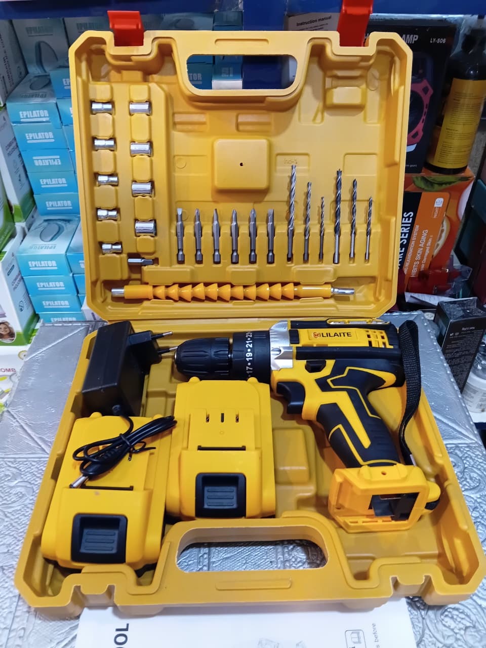 LILAITE Cordless Drill Machine & Screwdriver (Double Battery)— Complete Kit