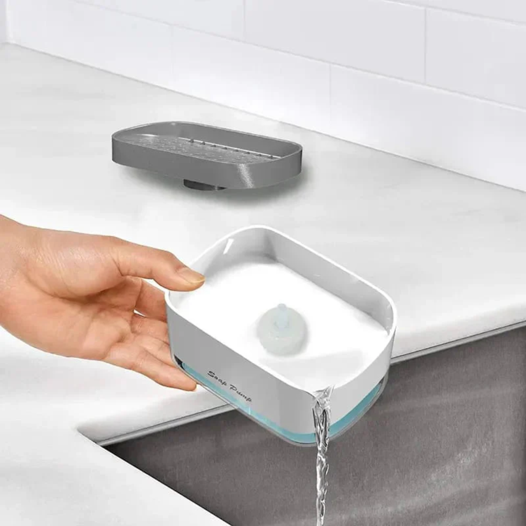 2-in-1 Soap Pump Dispenser with Sponge |  Dish Soap Liquid Holder