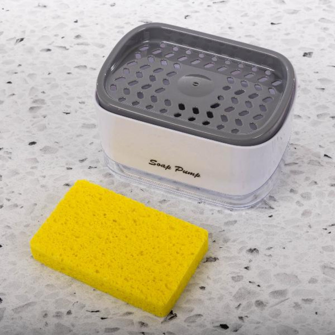 2-in-1 Soap Pump Dispenser with Sponge |  Dish Soap Liquid Holder