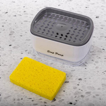 2-in-1 Soap Pump Dispenser with Sponge |  Dish Soap Liquid Holder