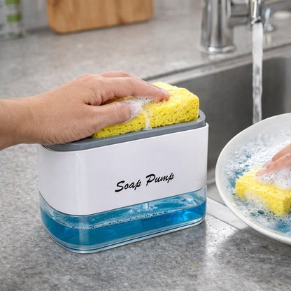 2-in-1 Soap Pump Dispenser with Sponge |  Dish Soap Liquid Holder