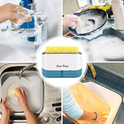 2-in-1 Soap Pump Dispenser with Sponge |  Dish Soap Liquid Holder