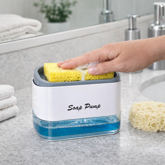 2-in-1 Soap Pump Dispenser with Sponge |  Dish Soap Liquid Holder
