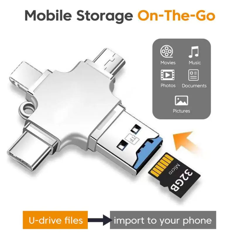 4 In 1 SD TF Memory Card OTG Adapter