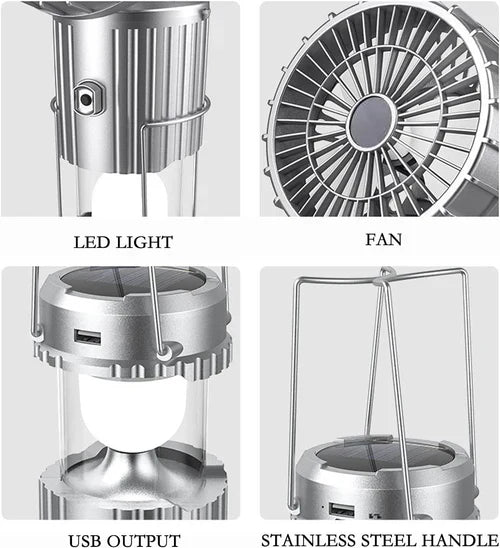 3 IN 1 PORTABLE SOLAR LATERN + FAN + POWER BANK