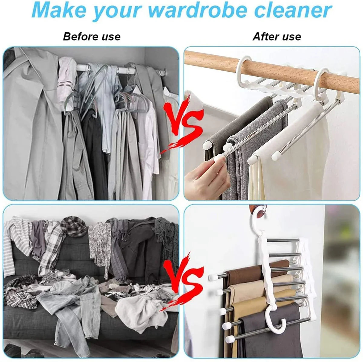 Premium Stainless Steel Multilayer Clothes Hanger  5 Tier-Closet Organizer