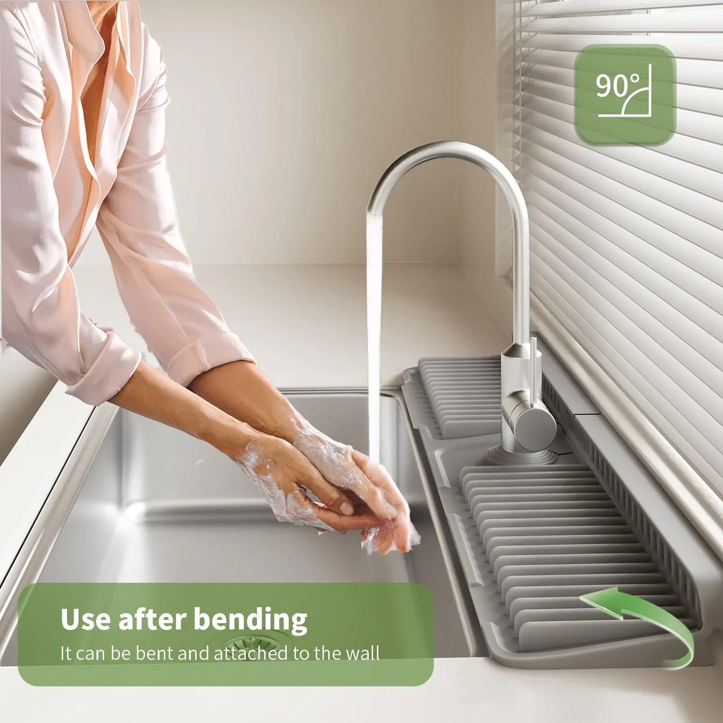 Silicone Sink Faucet Splash Guard Mat – Quick Drain & Drying Organizer