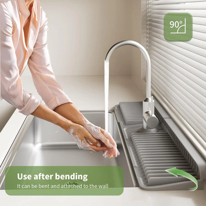 Silicone Sink Faucet Splash Guard Mat – Quick Drain & Drying Organizer