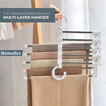 Premium Stainless Steel Multilayer Clothes Hanger  5 Tier-Closet Organizer