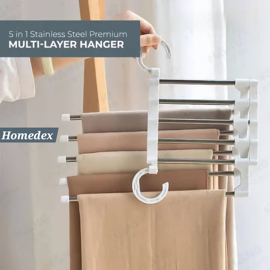 Premium Stainless Steel Multilayer Clothes Hanger  5 Tier-Closet Organizer