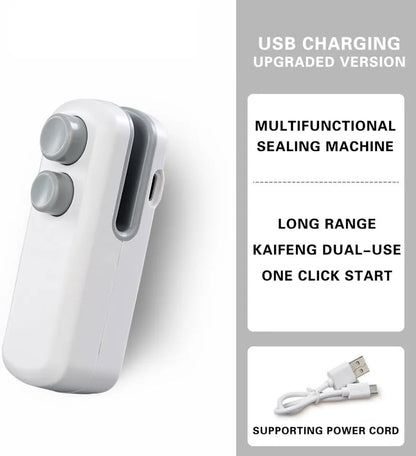 2 in 1 USB Rechargeable Magnetic Bag Sealer with Cutter & Long Lasting Battery.