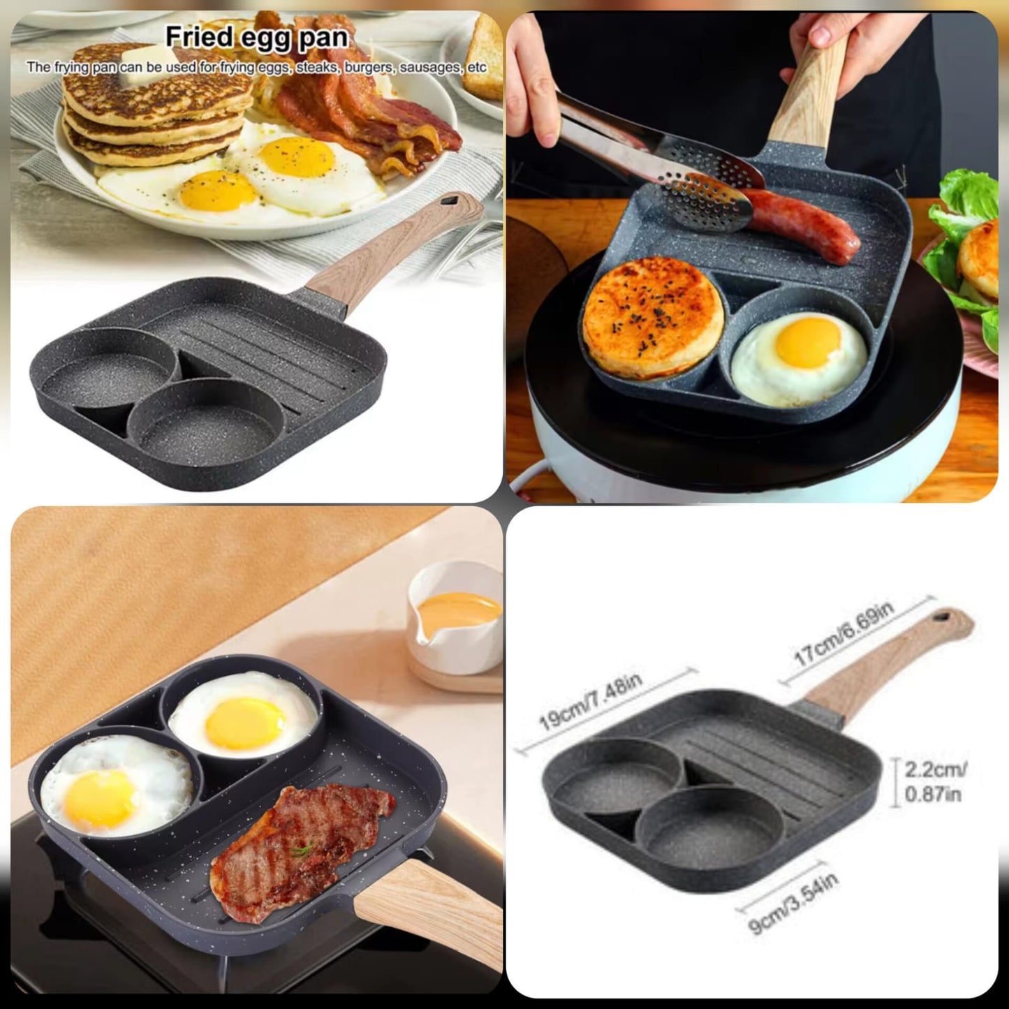 3-in-1 Nonstick Pan Divided Grill Frying Pan