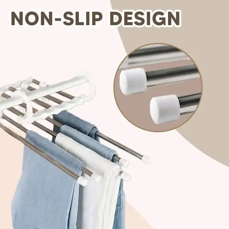 Premium Stainless Steel Multilayer Clothes Hanger  5 Tier-Closet Organizer