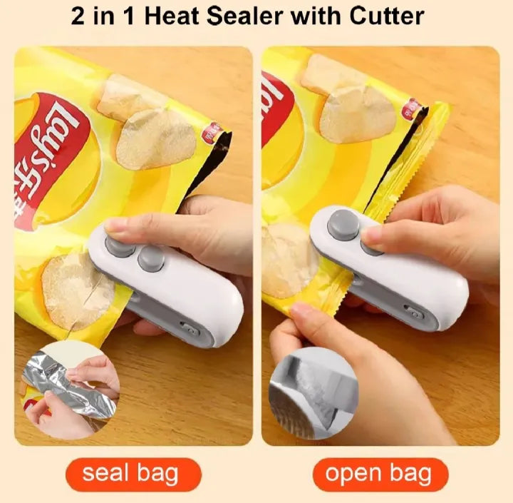 2 in 1 USB Rechargeable Magnetic Bag Sealer with Cutter & Long Lasting Battery.