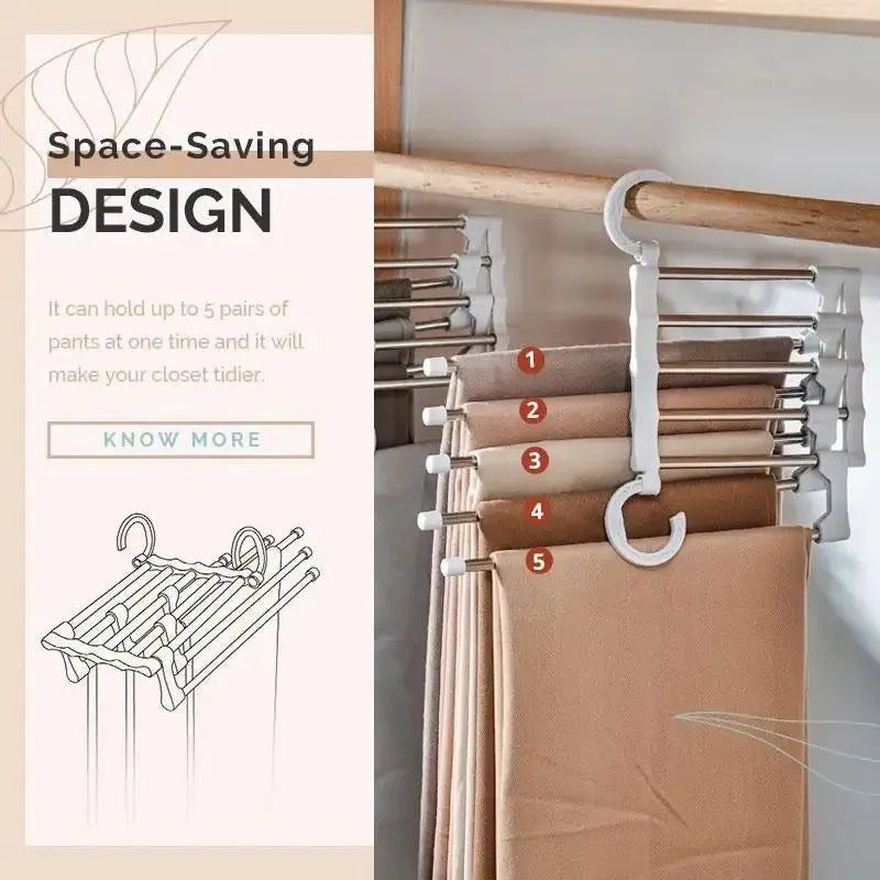 Premium Stainless Steel Multilayer Clothes Hanger  5 Tier-Closet Organizer